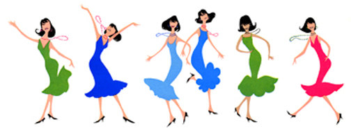 Party Girls Women Woman Dancing Retro Cartoon by DigitaIDecades