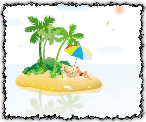 People relaxing on island beach vector