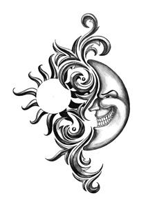 Tribal Sun and Moon Temporary Tattoo New