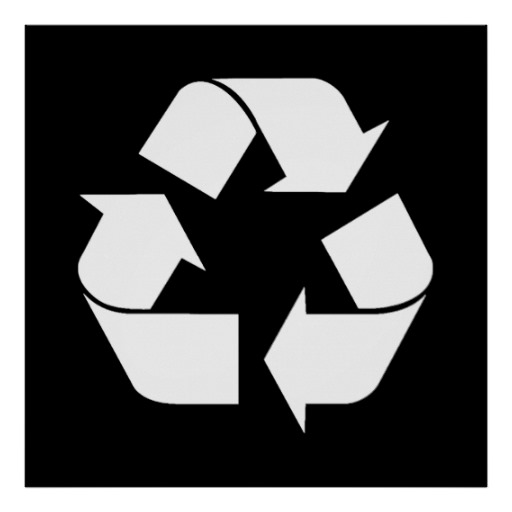 Recycling Symbol - White (For Black Backgrounds) Print from Zazzle.