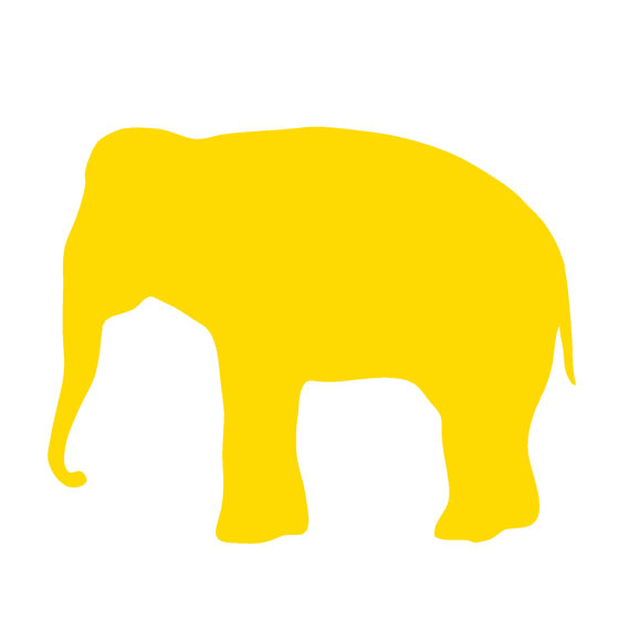Yellow Elephant Silhouette Modern Nursery Decor by AvalisaDesign