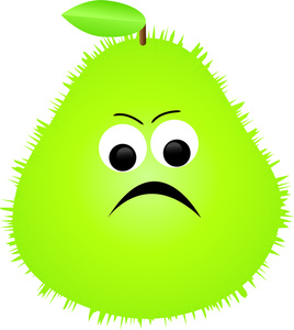 Pear Clipart Image - Cartoon of a Mean Faced Prickly Pear