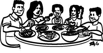 Family meal black and white clipart | nutritioneducationstore.