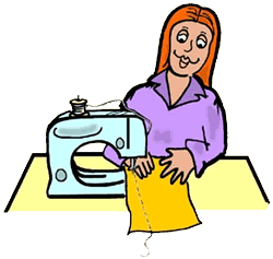 Woman sewing machine clipart