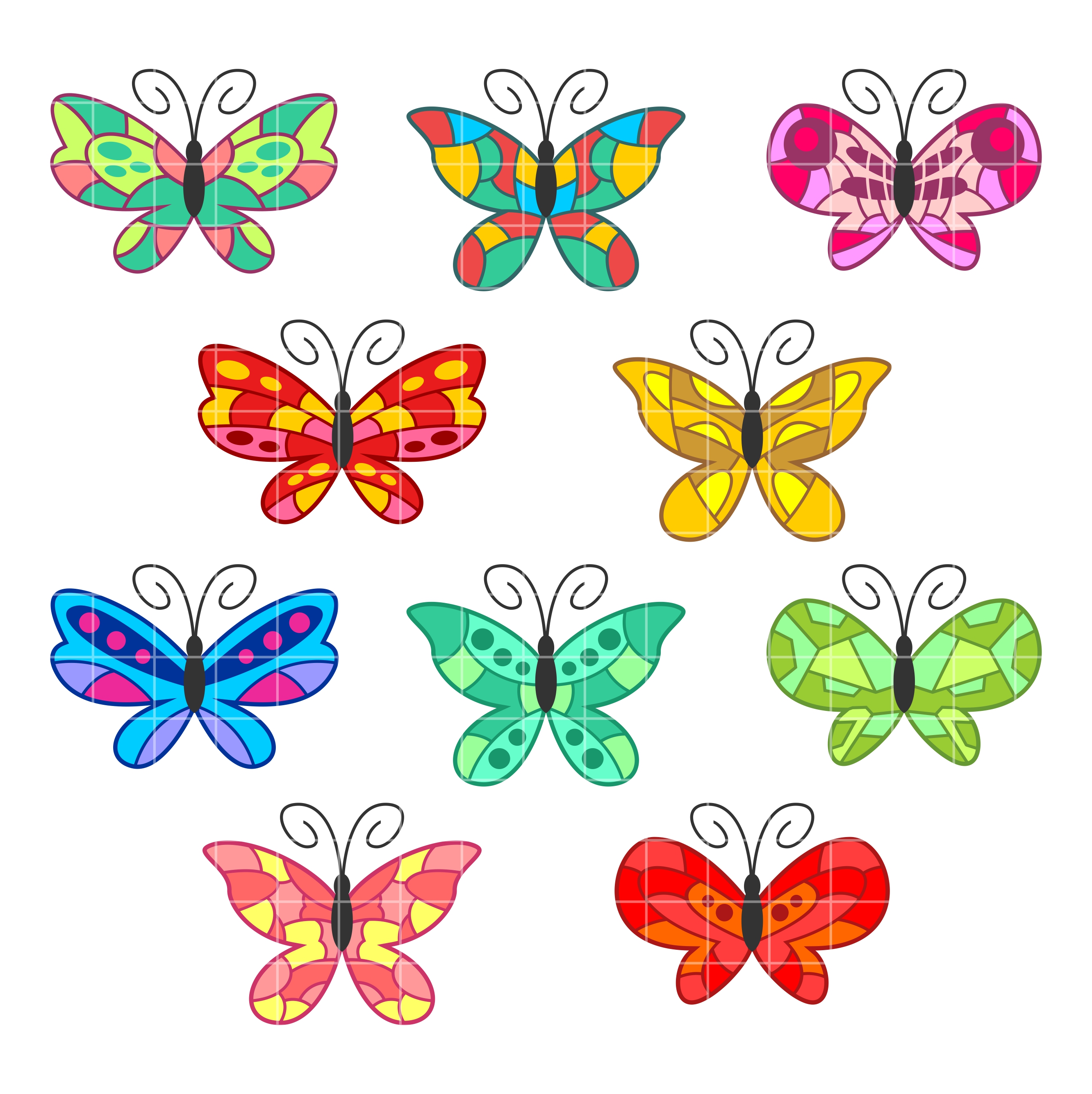 Colorful Butterflies Set Semi Exclusive Clip Art Set For ...