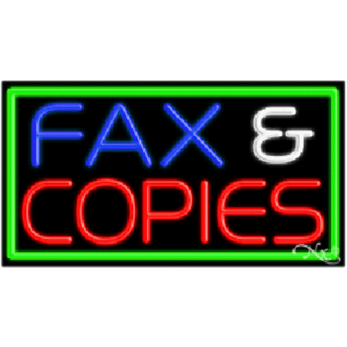 Fax and Copies Neon Sign with Border for $304.99 | BudgetNeon.com