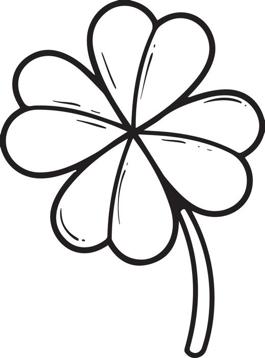 Free, Printable Four Leaf Clover Coloring Page for Kids