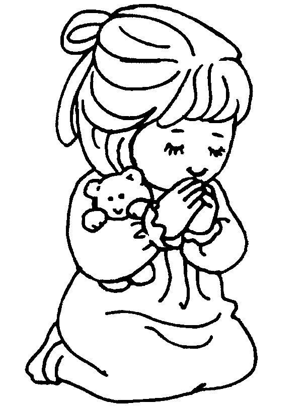 Child praying color clipart