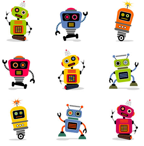 Cartoon Funny Robots vector | AI format free vector download ...