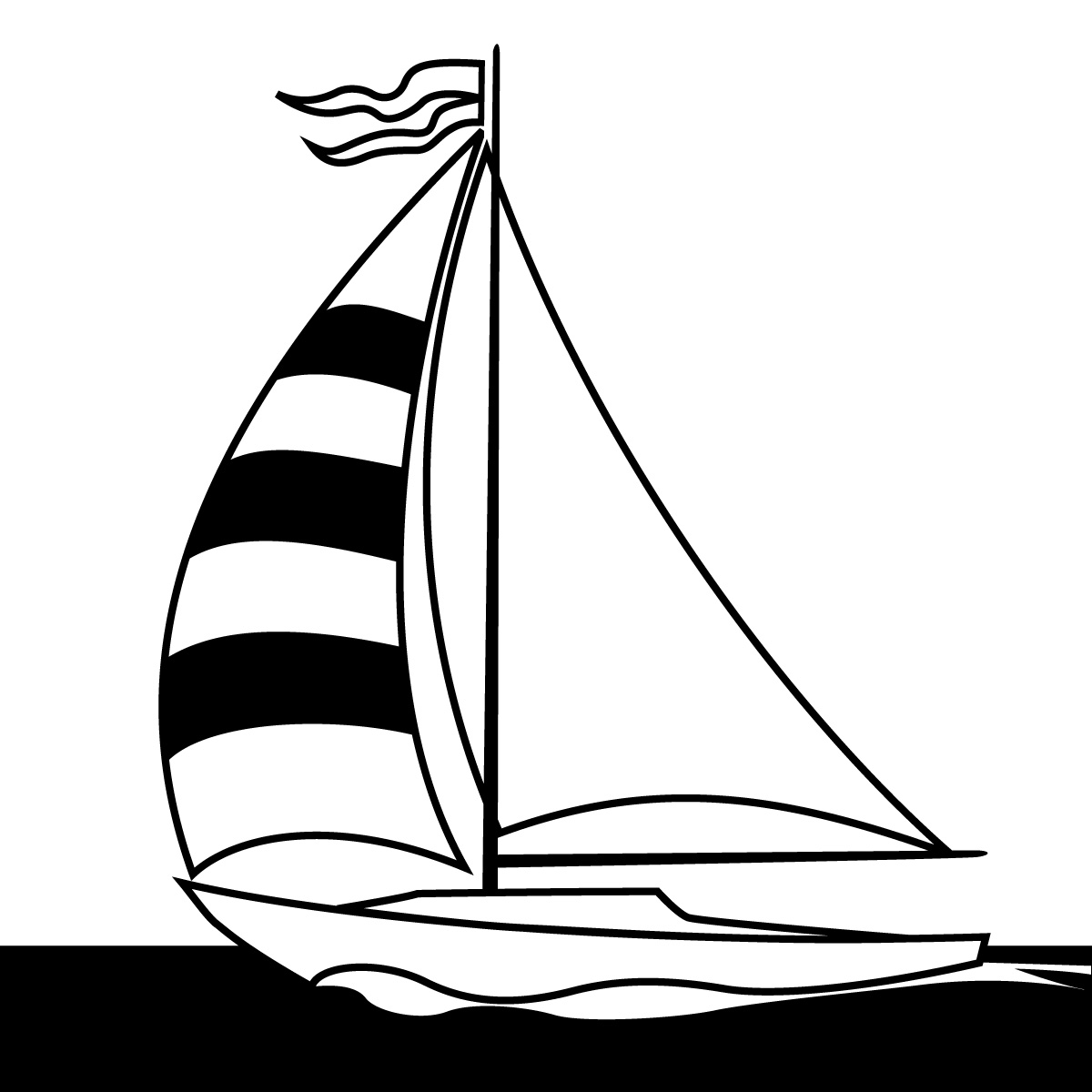 Sail boat clip art black and white
