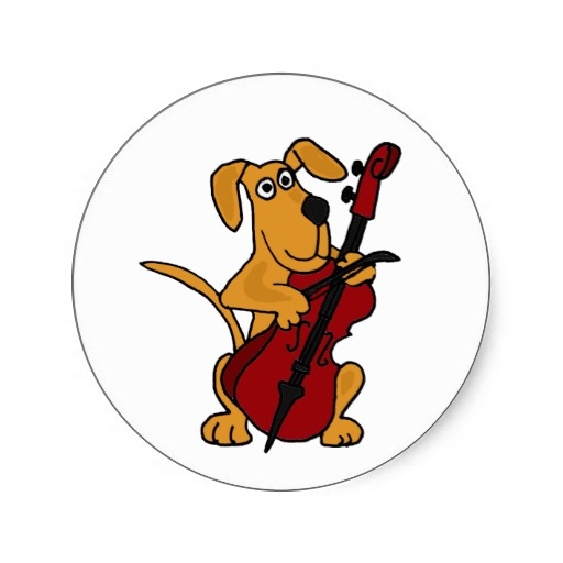 Brown Puppy Dog Playing the Cello Stickers #dogs #pets #funny ...