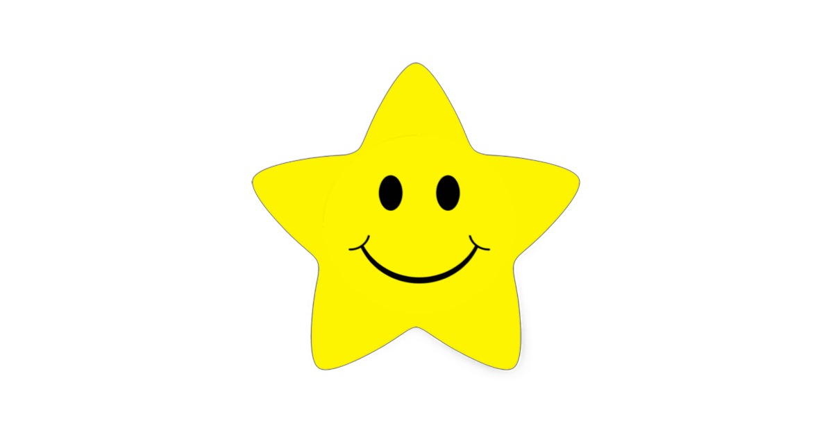 Yellow Smiley Face Star Shape Stickers | Zazzle