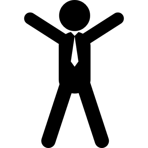 Standing man with tie, with opened arms and legs Icons | Free Download
