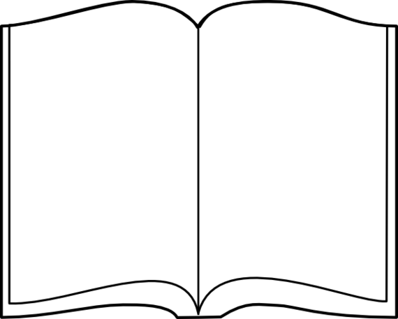 Simple open book clipart black and white