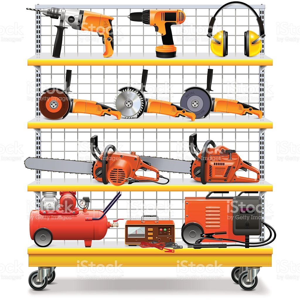 384 views Vector Supermarket Shelves With Tools stock vector art 542798374 ...