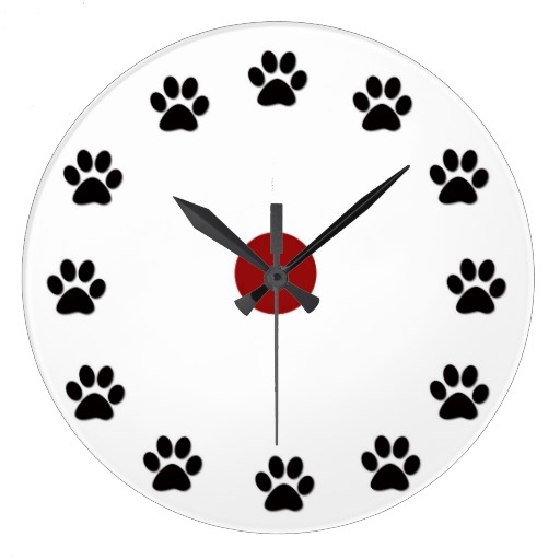 Dog or Cat paw Print Clocks from Zazzle.