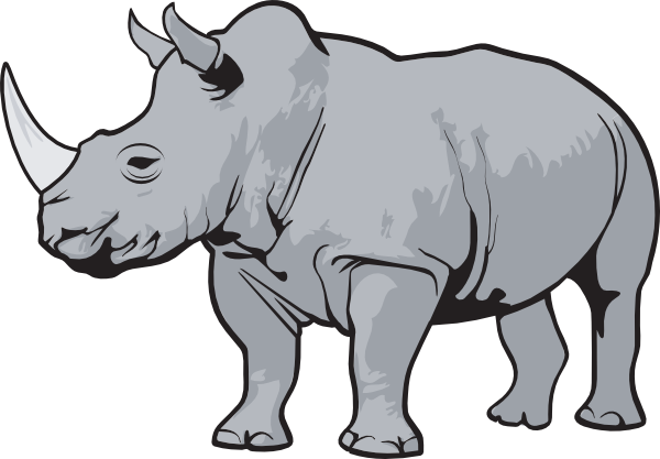 Rhinoceros clipart black and white