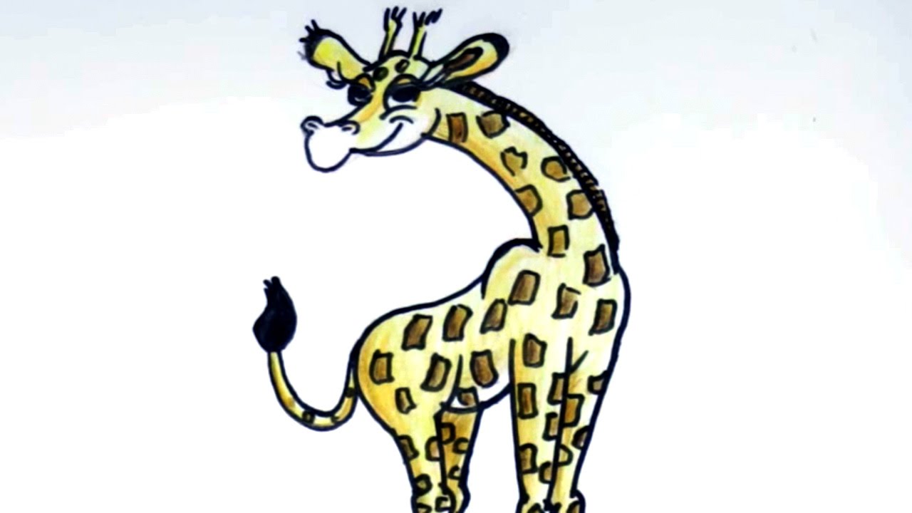 How to Draw and Color a Cartoon Giraffe - YouTube