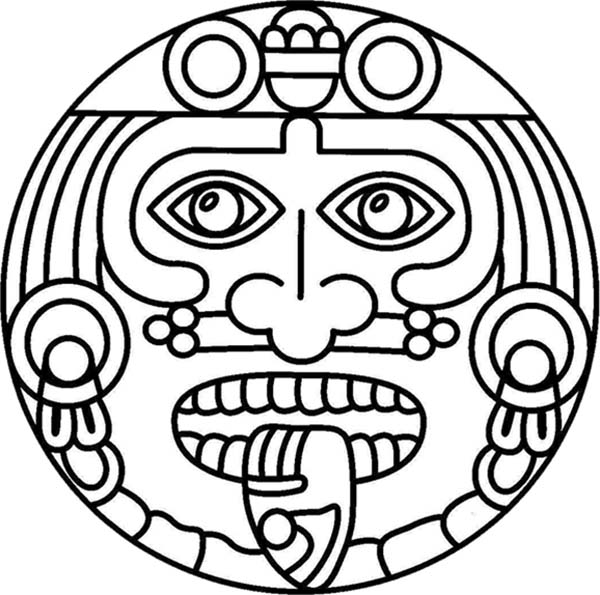 Aztec Symbol of God Coloring Pages | Bulk Color