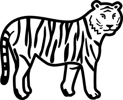 Download Tiger Standing Looking And Watching Outline clip art ...