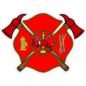 Firefighter Maltese Cross with Axes - Decal