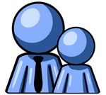 Clipart Illustration of a Blue Child Or Employee Standing Beside A ...