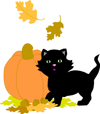 Black Cat with Pumpkins Clip Art