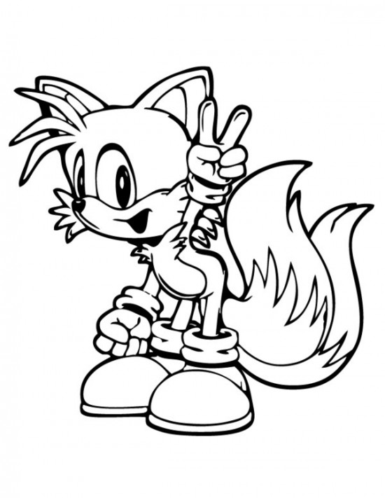 Tails With Peace Sign Coloring Page – Printable Sonic The Hedgehog ...