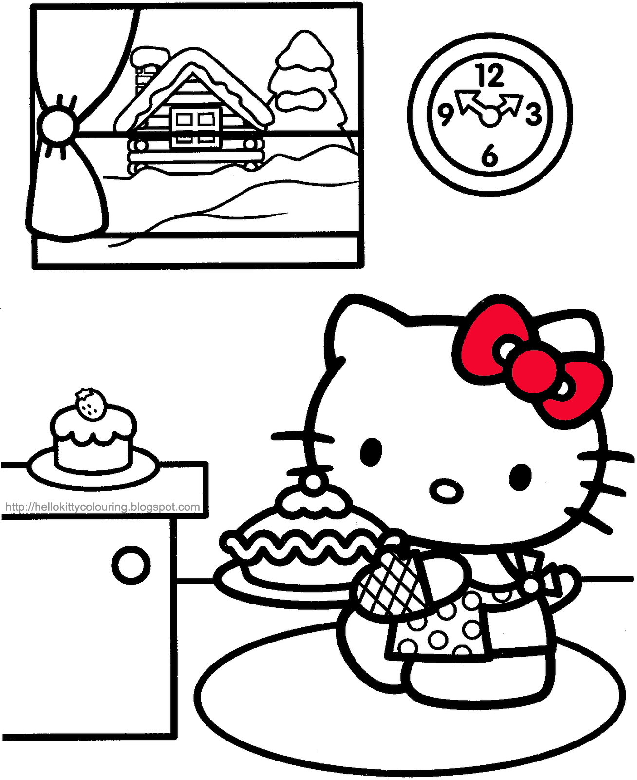 Hello Kitty Baking Coloring Pages, roses hello kitty. Coloring ...