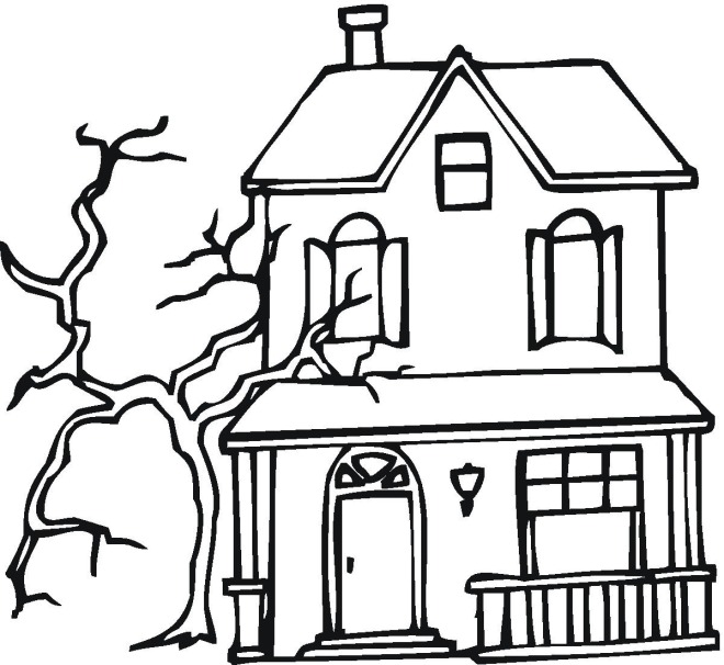 Free Halloween Coloring Pages Haunted House throughout HALLOWEEN ...