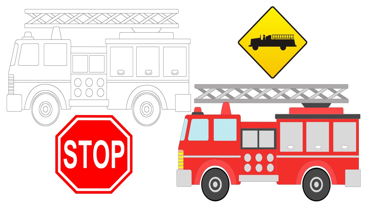 how to draw a fire truck - YouTube