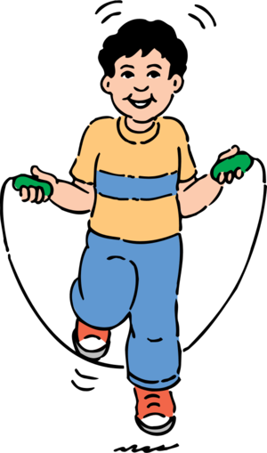 young boy jumping rope sport exercise - vector Clip Art