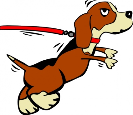 Dog On Leash clip art vector, free vector graphics