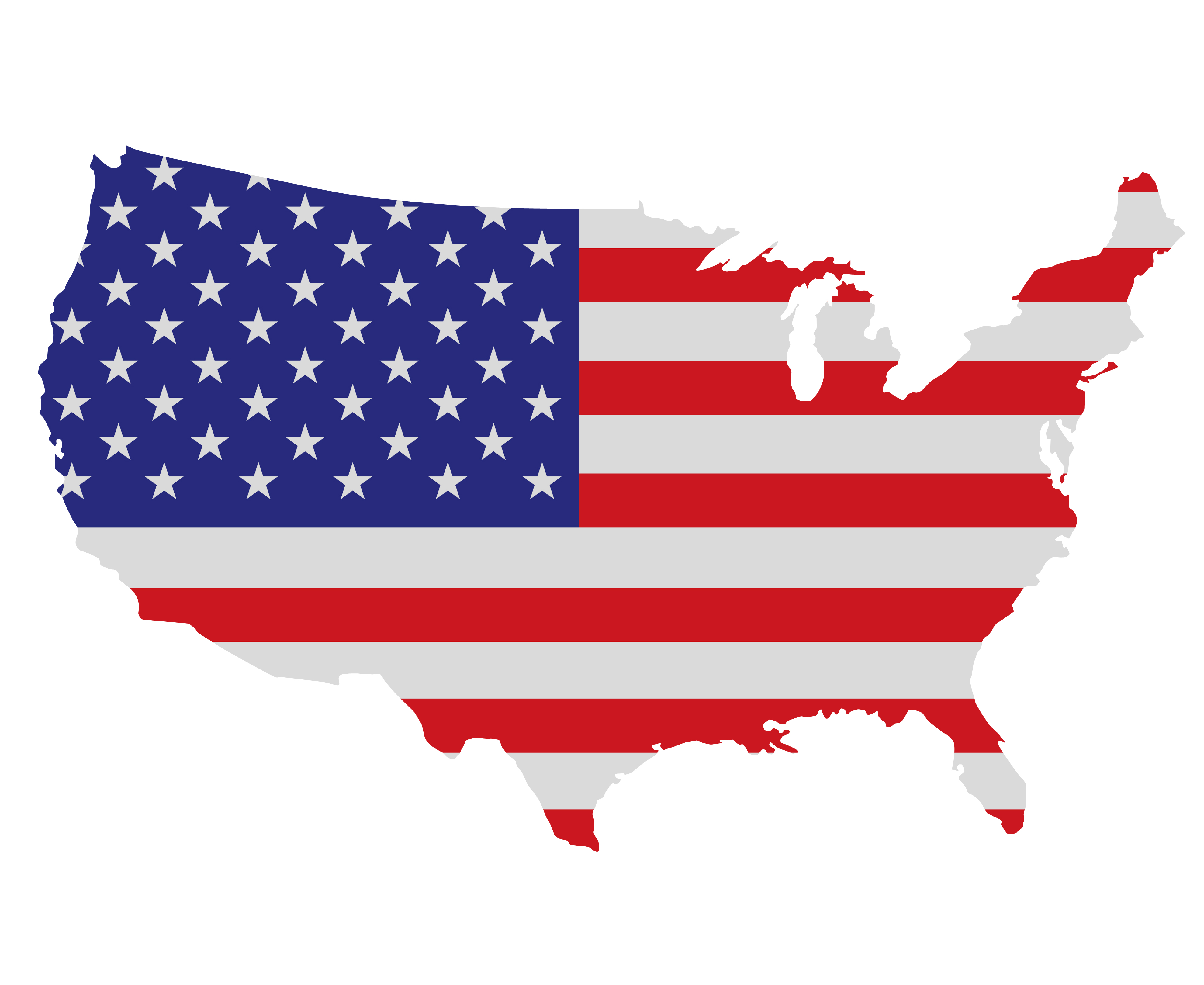 American flag in USA map