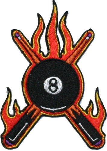Amazon.com: Pool Cue Stick 8 Ball Flames Embroidered iron on Patch
