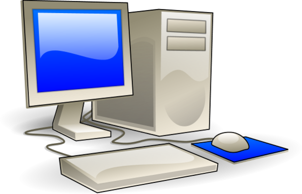 Desktop computer PC with LCD screen keyboard and mouse - vector ...