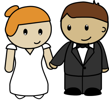 Cartoon bride and groom clipart