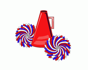 Red and green cheerleading pom poms clipart