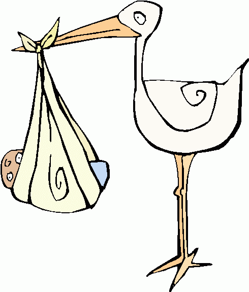 Stork carrying baby clipart
