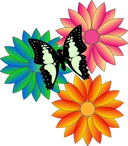 Flowers butterflies may clipart