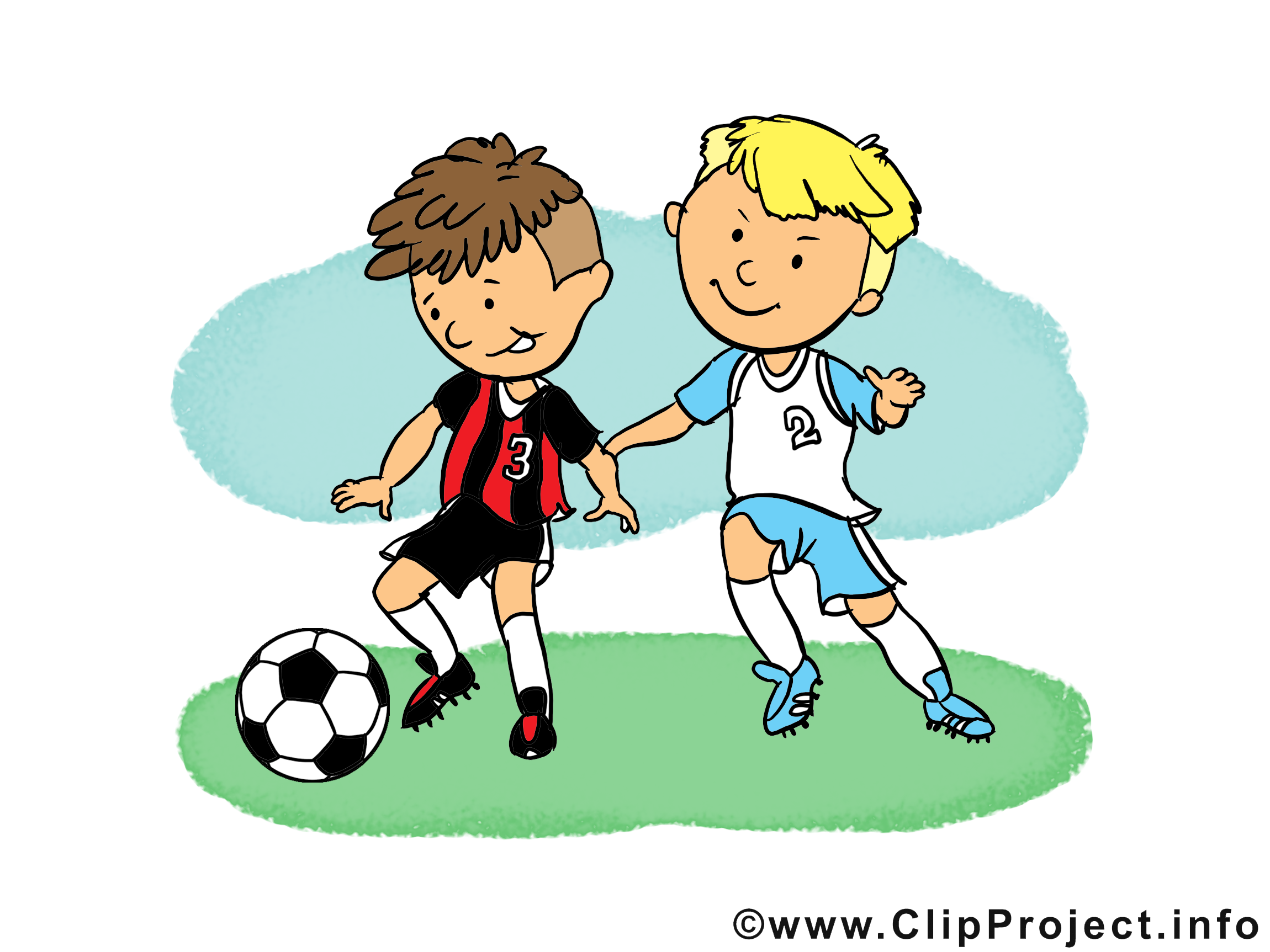 Children playing soccer clipart