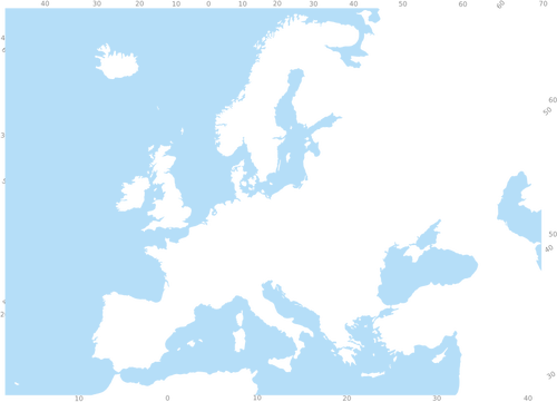 Blue and white clip art of map of Europe | Public domain vectors