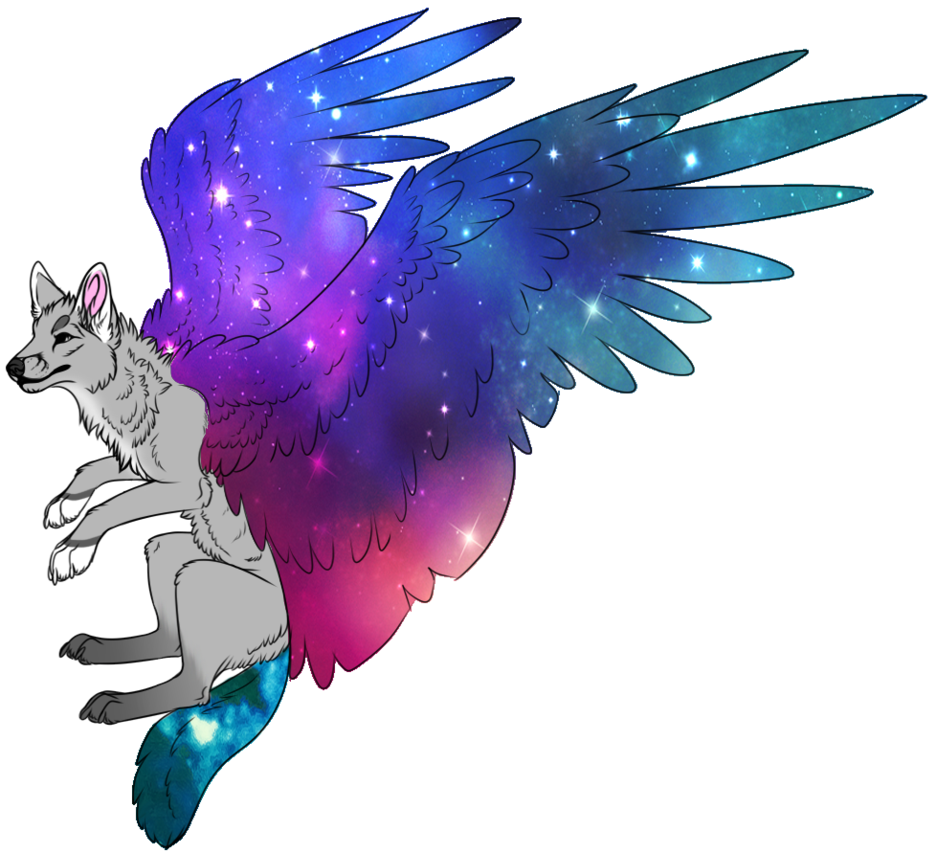 Winged galaxy wolf adoptable CLOSED! by Padded-Paws on DeviantArt