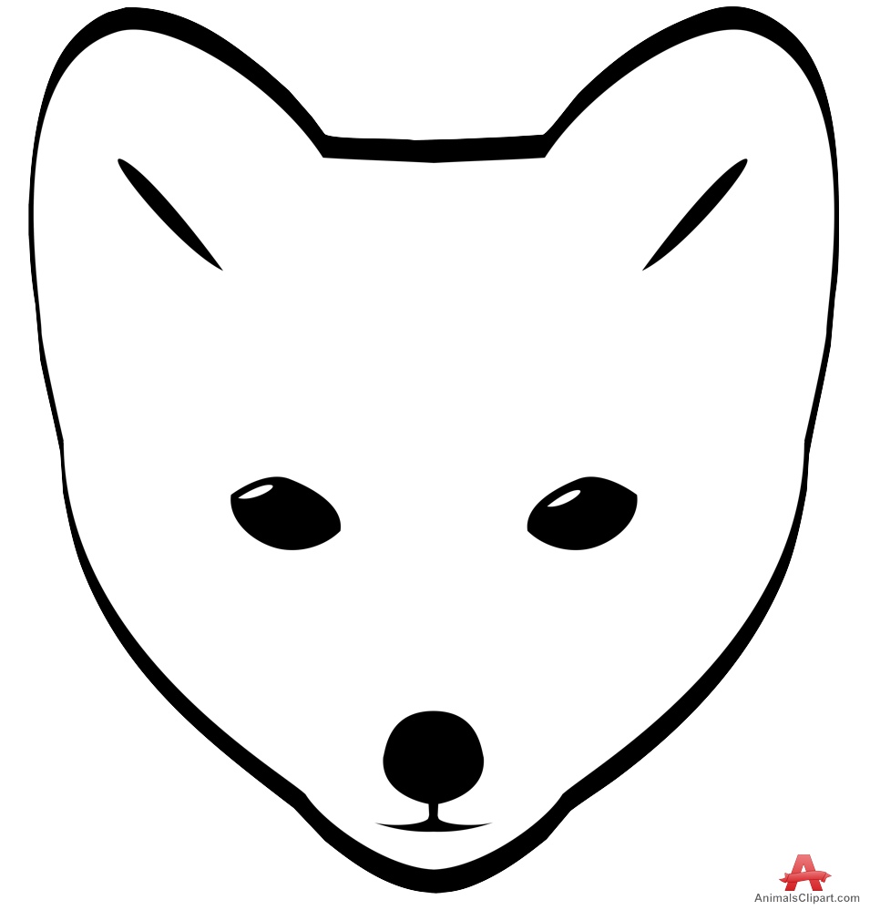 Arctic Fox Head Portrait Outline Clipart | Free Clipart Design ...