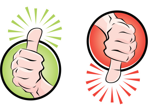 Cartoon Of A Thumbs Up Thumbs Down Clip Art, Vector Images ...