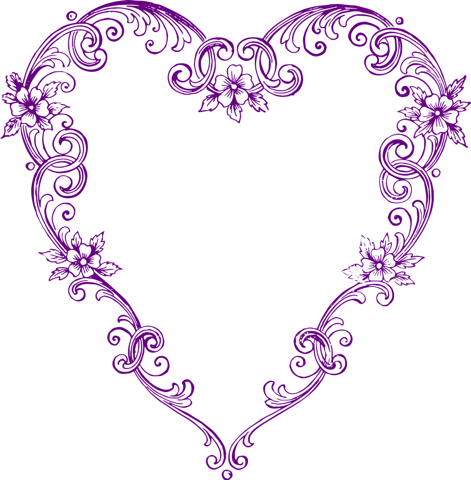Purple Heart Accent Clipart Two Hearts Clipart Engraved Heart ...