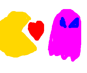 Pacman in ossessive love for a pink ghost