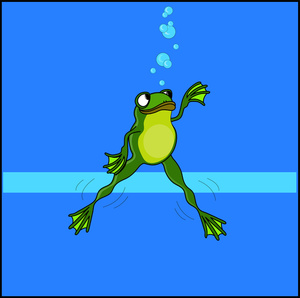 Frog Clipart Image - Cartoon Frog Swimming Underwater