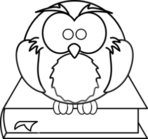 Owl On Book Black And White clip art - vector clip art online ...