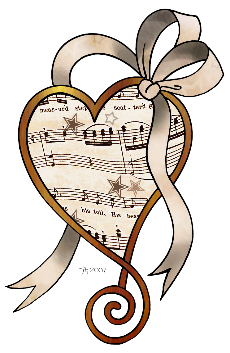 Decoupage love heart prints - From the Vintage Sheet Music Collection.